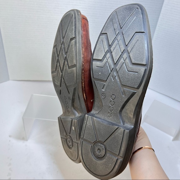 Ecco Men's Brown Leather Lace Up Oxford Shoes Size 43 US 9/9.5 Arch Support Work - Picture 6 of 8